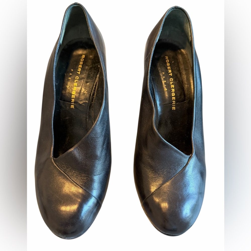 ROBERT CLERGERIE Paris BABY AGNEAU NOIR D NOIRE (B COLA) Black Heels Size 7.5